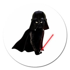 Darth Vader Cat Magnet 5  (round) by Valentinaart