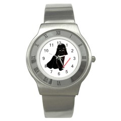 Darth Vader Cat Stainless Steel Watch by Valentinaart