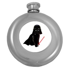 Darth Vader Cat Round Hip Flask (5 Oz) by Valentinaart