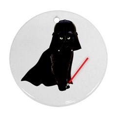 Darth Vader Cat Round Ornament (two Sides) by Valentinaart