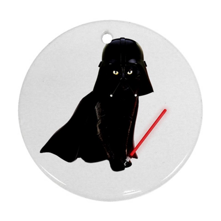 Darth Vader Cat Round Ornament (Two Sides)