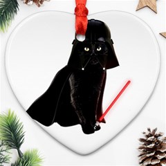 Darth Vader Cat Heart Ornament (two Sides) by Valentinaart