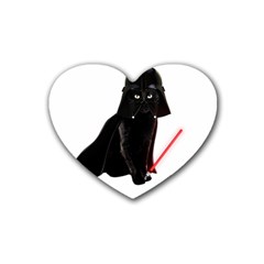 Darth Vader Cat Rubber Coaster (heart)  by Valentinaart