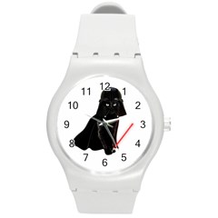 Darth Vader Cat Round Plastic Sport Watch (m) by Valentinaart