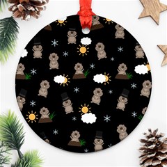 Groundhog Day Pattern Ornament (round) by Valentinaart