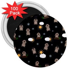 Groundhog Day Pattern 3  Magnets (100 Pack) by Valentinaart