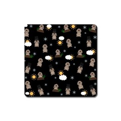 Groundhog Day Pattern Square Magnet by Valentinaart