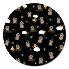 Groundhog Day Pattern Magnet 5  (round) by Valentinaart