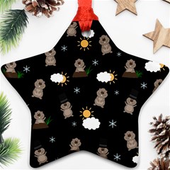 Groundhog Day Pattern Star Ornament (two Sides) by Valentinaart