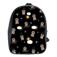 Groundhog Day Pattern School Bag (xl) by Valentinaart