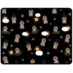 Groundhog Day Pattern Double Sided Fleece Blanket (medium)  by Valentinaart