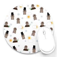 Groundhog Day Pattern Round Mousepads by Valentinaart