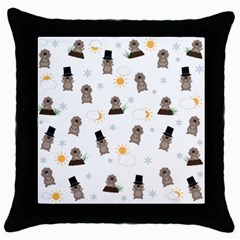 Groundhog Day Pattern Throw Pillow Case (black) by Valentinaart