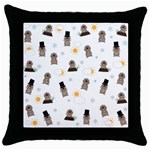 Groundhog Day Pattern Throw Pillow Case (Black) Front