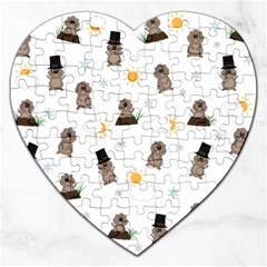 Groundhog Day Pattern Jigsaw Puzzle (heart) by Valentinaart