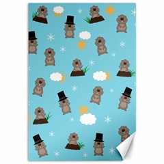 Groundhog Day Pattern Canvas 12  X 18   by Valentinaart