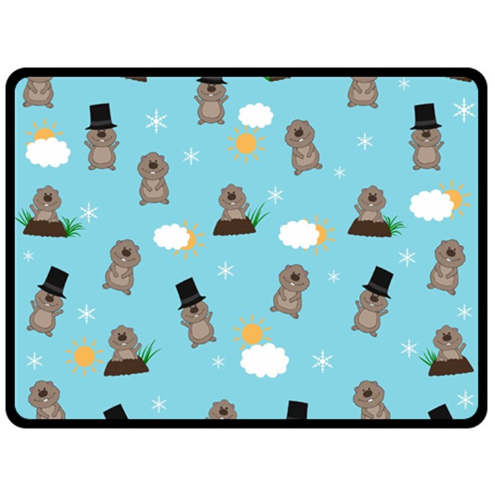 Groundhog Day Pattern Double Sided Fleece Blanket (Large) 