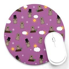 Groundhog Day Pattern Round Mousepads by Valentinaart