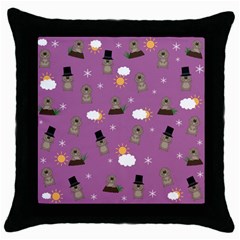 Groundhog Day Pattern Throw Pillow Case (black) by Valentinaart