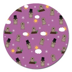 Groundhog Day Pattern Magnet 5  (round) by Valentinaart