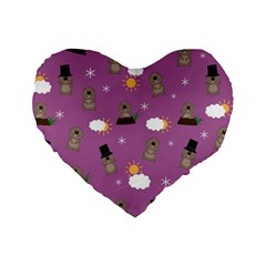 Groundhog Day Pattern Standard 16  Premium Heart Shape Cushions