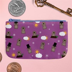 Groundhog Day Pattern Large Coin Purse by Valentinaart