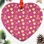 Yellow Flowers Dress Heart Ornament (Two Sides) Back