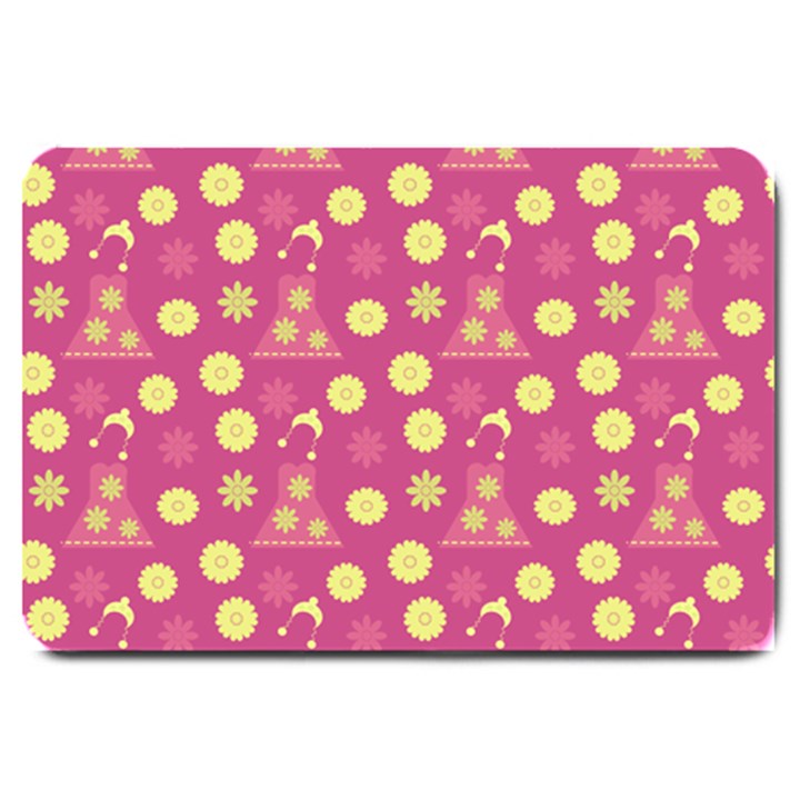 Yellow Flowers Dress Large Doormat 