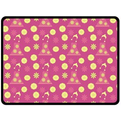 Yellow Flowers Dress Fleece Blanket (Large) 