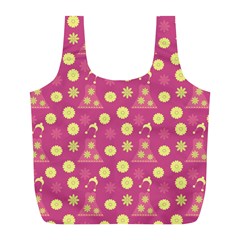 Yellow Flowers Dress Full Print Recycle Bags (L) 