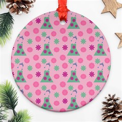 Green Dress Pink Ornament (round) by snowwhitegirl