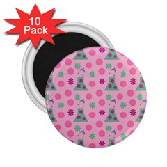 Green Dress Pink 2 25  Magnets (10 Pack)  by snowwhitegirl