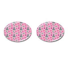 Green Dress Pink Cufflinks (oval) by snowwhitegirl