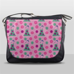 Green Dress Pink Messenger Bags by snowwhitegirl