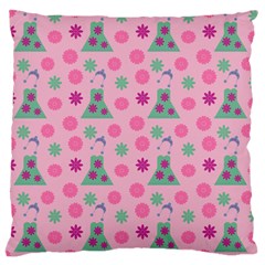 Green Dress Pink Large Cushion Case (two Sides)