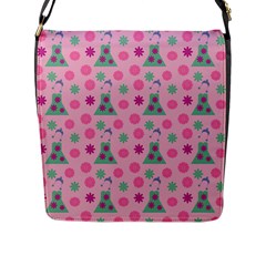 Green Dress Pink Flap Messenger Bag (l)  by snowwhitegirl