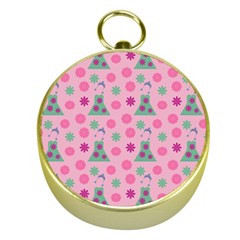 Green Dress Pink Gold Compasses by snowwhitegirl