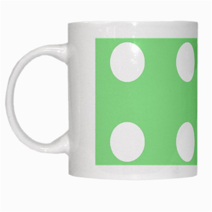 Lime Dot White Mugs