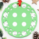 Lime Dot Round Filigree Ornament (Two Sides) Back