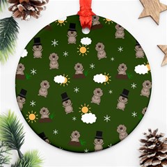 Groundhog Day Pattern Ornament (round) by Valentinaart