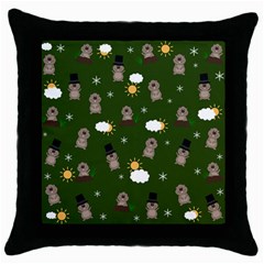 Groundhog Day Pattern Throw Pillow Case (black) by Valentinaart