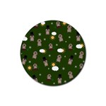 Groundhog Day Pattern Rubber Coaster (Round)  Front