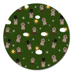 Groundhog Day Pattern Magnet 5  (round) by Valentinaart