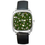 Groundhog Day Pattern Square Metal Watch Front