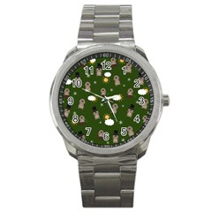 Groundhog Day Pattern Sport Metal Watch by Valentinaart