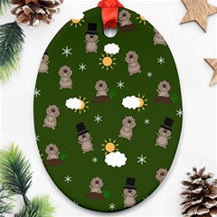 Groundhog Day Pattern Oval Ornament (two Sides) by Valentinaart