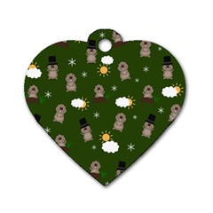 Groundhog Day Pattern Dog Tag Heart (one Side) by Valentinaart