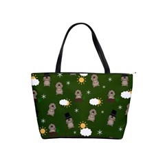 Groundhog Day Pattern Shoulder Handbags by Valentinaart