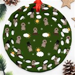 Groundhog Day Pattern Round Filigree Ornament (Two Sides) Front