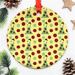 Green Dress Yellow Ornament (round) by snowwhitegirl